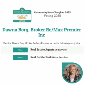 Dawna Borg, Broker at RE/MAX Premier Inc., Brokerage CommunityVotes Vaughan 2025 Nominee