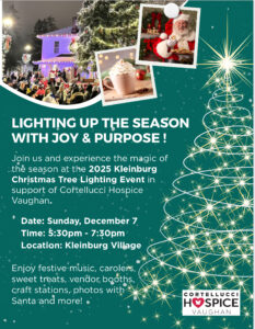 Nikki and Dawna Borg proud sponsors of Cortellucci Vaughan's ELF’S CORNER for their tree lighting event in Kleinburg on December 7, 2025