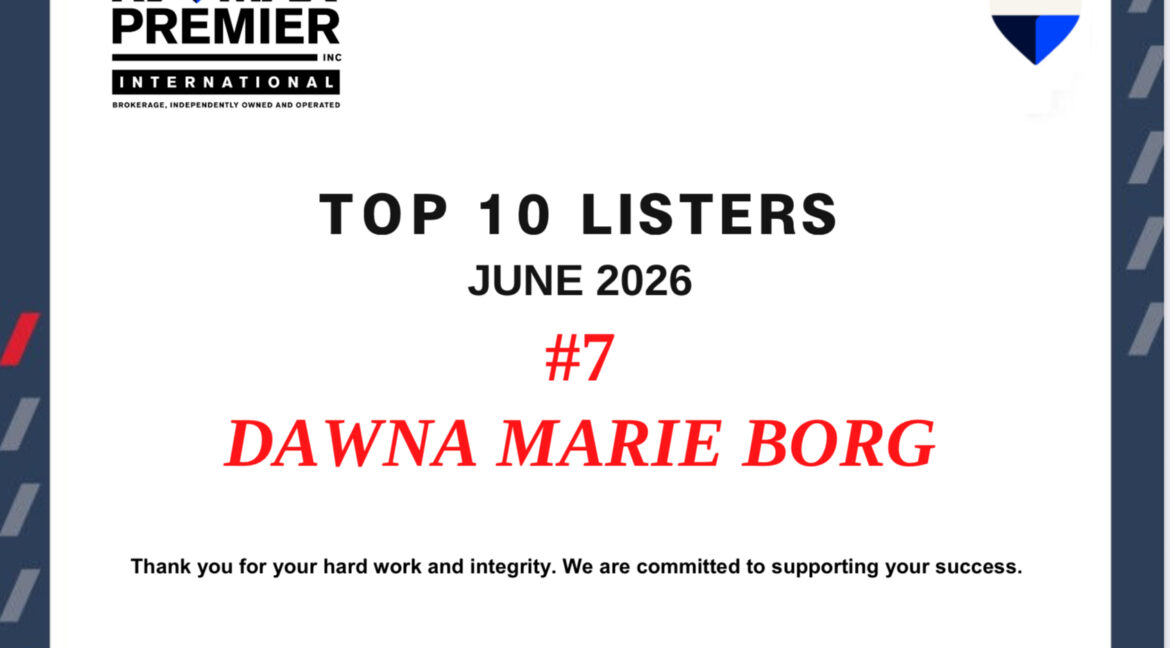 Dawna Borg Recognized as Number 7 Agent for Top Listers in June 2026 for REMAX Premier Inc., Brokerage