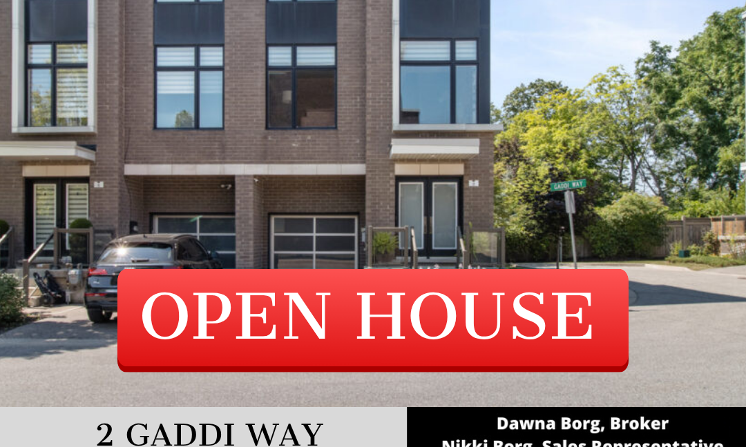 OPEN HOUSE at 2 Gaddi Way in Vaughan on Saturday August 15 from 1-3pm and Sunday August 16 from 2-4pm ,Presented by Dawna Borg, Broker and Nikki Borg, Sales Representative at REMAX Premier Inc., Brokerage (416) 987-8000